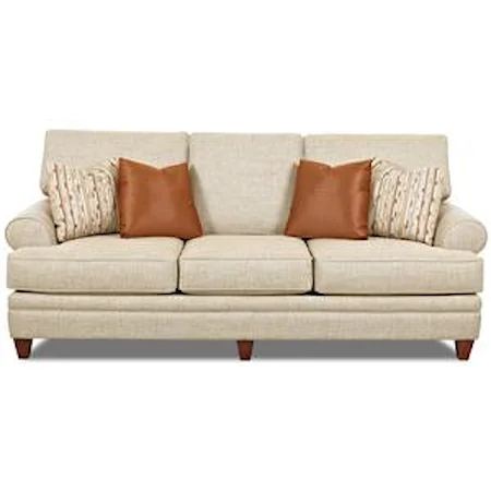 Transitional Sofa with Low Profile Rolled Arms